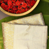 Exquisite Pastel Beige & Blue Dual-Tone Handwoven Kanjivaram Silk Saree