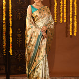 Metallic Gold And Sea Green Traditional Kanjivaram Silk Saree