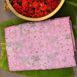 Pink Kanjivaram Silk Saree With Self Border And Gold Zari Floral Weave