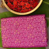 Magenta Kanjivaram Silk Saree With Gold Zari Elephant Motif Border