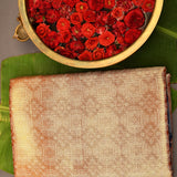 Orange Kanjivaram Silk Saree With Teal Border And Multicolour Sunflower Weave