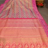 Mustard Yellow Kanjivaram Silk Saree With Pink Patola-Style Border