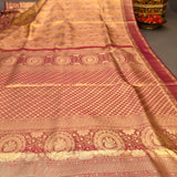 Elegant Mustard Yellow And Burgundy Kanjivaram Silk Saree With Gold Zari Weave