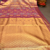 Mauve Kanjivaram Silk Saree With Purple Contrast Border And Multicolour Bird Motif