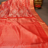 Opulent Red Kanjivaram Silk Saree With Shikargah Motifs And Traditional Zari Border