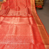 Red Kanjivaram Silk Saree With Elephant Medallion Border
