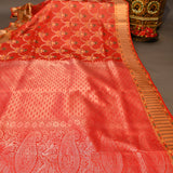 Regal Red Kanjivaram Silk Saree With Elaborate Floral Medallion Border