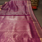 Magenta Pink Kanjivaram Silk Saree With Gold Zari Elephant And Floral Border