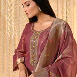 Dark Cocoa Pink Tissue Kurta Set