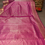 Magenta Kanjivaram Silk Saree With Gold Zari Elephant Motif Border