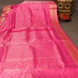 Majestic Fuchsia Pink Kanjivaram Silk Saree With Grand Elephant Medallion Border