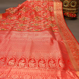 Red Kanjivaram Silk Saree With Swan And Floral Zari Border