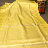 Golden Yellow Kanjivaram Silk Saree With Self-Tone Zari Weave