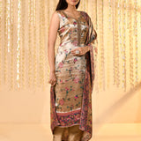 Golden Floral Woven Tissue Kurta Set