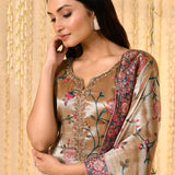 Golden Floral Woven Tissue Kurta Set