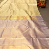 Opulent Metallic Gold & Mauve Handwoven Kanjivaram Silk Saree With Traditional Butti Work