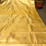 Gold Kanjivaram Silk Saree With Self Border And Tonal Floral Weave