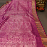 Magenta Kanjivaram Silk Saree With Beige Border And Multicolour Floral Medallion Weave