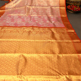 Pink-Mauve Kanjivaram Silk Saree With Copper-Rust Gold Zari Border