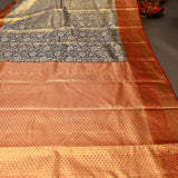 Regal Dark Blue & Deep Red Handwoven Kanjivaram Silk Saree With Traditional Shikargah Motifs