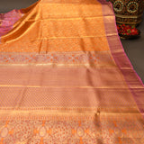 Magenta Pink Kanjivaram Silk Saree With Orange Peacock Pallu