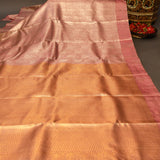 Gold Kanjivaram Silk Saree With Mauve Floral Zari Border