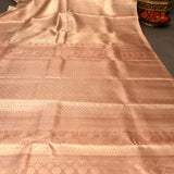Copper Tone Kanjivaram Silk Saree With Self-Woven Floral Jaal