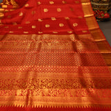 Red Kanjivaram Silk Saree With Gold Butti Body And Paisley Border