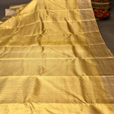 Mustard Gold Kanjivaram Silk Saree With Self Border And Tonal Floral Weave