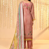 Shiny Flamingo Pink Floral Tissue Kurta Set