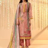 Shiny Flamingo Pink Floral Tissue Kurta Set