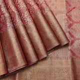 Rose Pink Kanjivaram Silk Saree With Copper-Gold Border