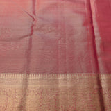 Rose Pink Kanjivaram Silk Saree With Copper-Gold Border