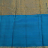 Peach Kanjivaram Silk Saree With Peacock Blue Bird Motif Border