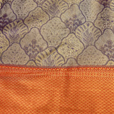 Navy Blue Kanjivaram Silk Saree With Red Border And Gold Zari Floral Weave