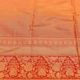 Rust Orange Kanjivaram Silk Saree With Red Border And Multicolour Floral Medallion Weave