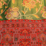 Green Kanjivaram Silk Saree With Multicolour Shikargah Red Border