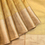 Mustard Gold Kanjivaram Silk Saree With Self Border And Tonal Floral Weave