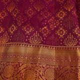Pure Kanjivaram Silk Saree — Magenta With Heavy Gold Zari Self Border & Floral Scroll Pallu