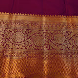 Pure Kanjivaram Silk Saree — Magenta With Heavy Gold Zari Self Border & Floral Scroll Pallu