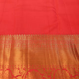 Red Kanjivaram Silk Saree With Gold Floral Medallion Border