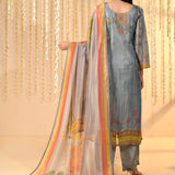Shiny Greyish Blue Floral Tissue Kurta Set