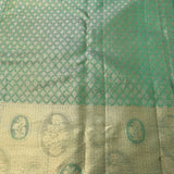 Sea Green Kanjivaram Silk Saree With Gold Zari Floral Medallion Border