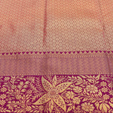 Pista Green Kanjivaram Silk Saree With Magenta Border And Gold Zari Floral Weave