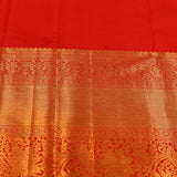 Pure Kanjivaram Silk Saree — Lavender With Orange-Red Contrast Border & Gold Zari Floral Pallu
