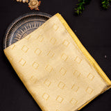 Off-White Kanjivaram Silk Saree With Gold Zari Woven Border