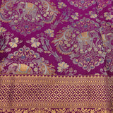 Purple Kanjivaram Silk Saree With Self Border And Gold Zari Geometric Weave