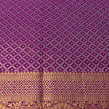 Purple Kanjivaram Silk Saree With Self Border And Gold Zari Geometric Weave