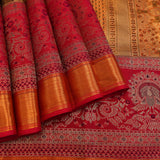 Kanjivaram Silk Saree With Red Peacock Medallion Pallu