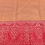 Sage Green Kanjivaram Silk Saree With Magenta Paisley Zari Border